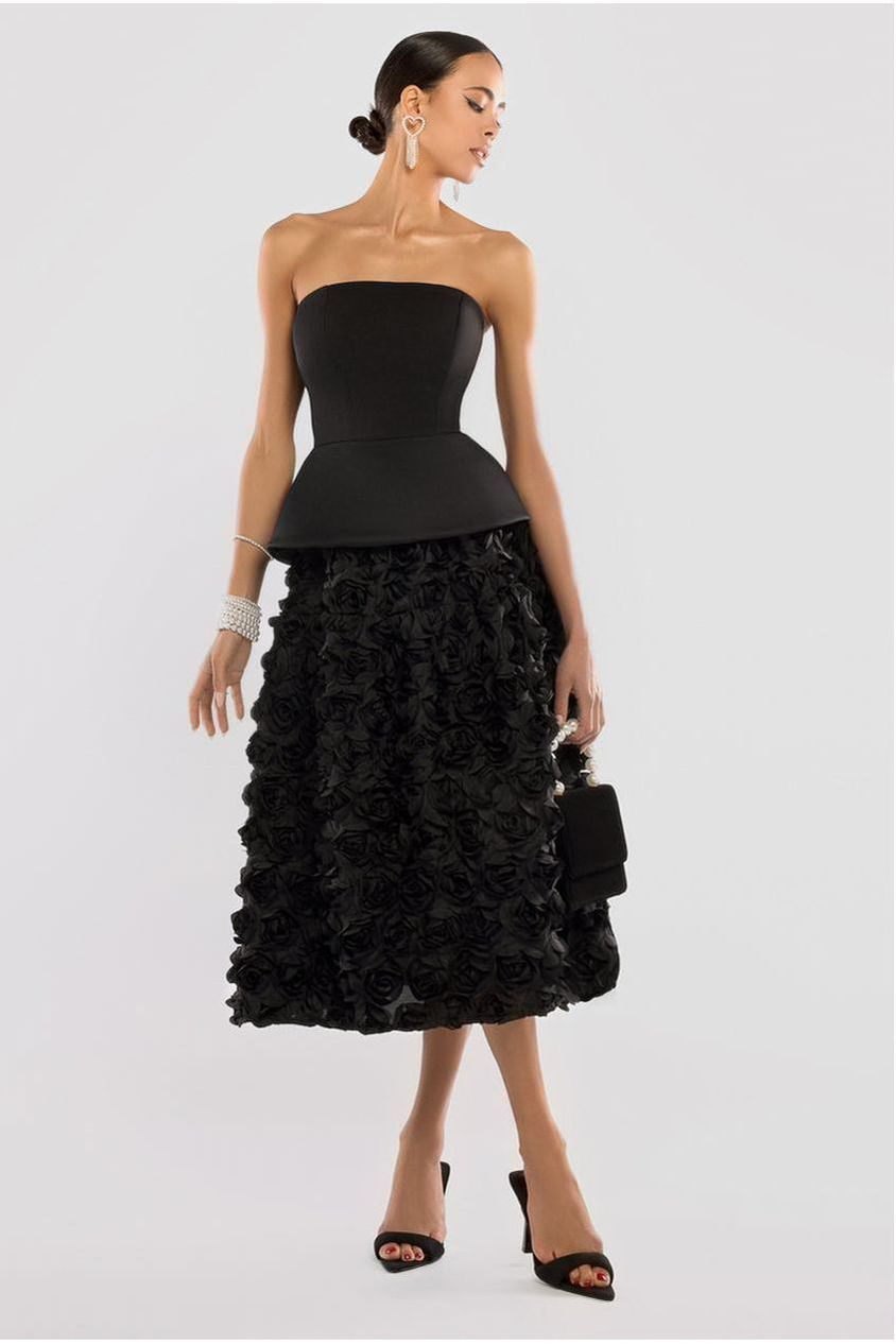 goddiva 3D Floral Mesh Midaxi Skirt by Goddiva