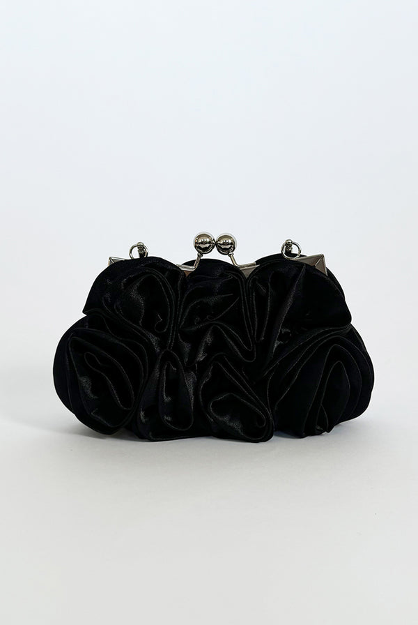 Goddiva 3D Rose Clutch Bag In Black By SVNX
