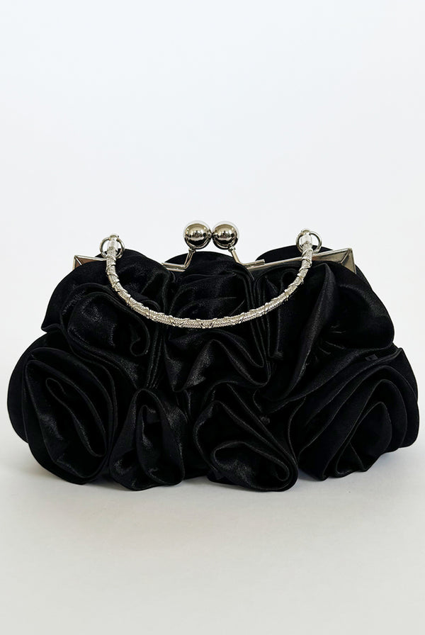 Goddiva 3D Rose Clutch Bag In Black By SVNX