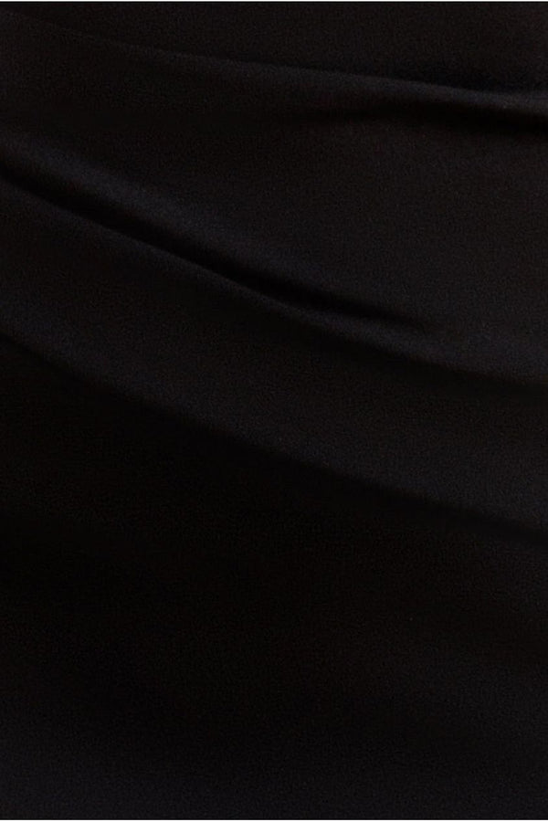 Goddiva Bardot Pleated Maxi Dress - Black By Goddiva