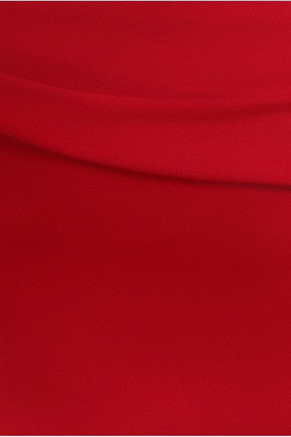 Goddiva Bardot Pleated Maxi Dress - Red By Goddiva