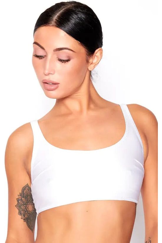 goddiva Bikini Crop Top In White by Maribela