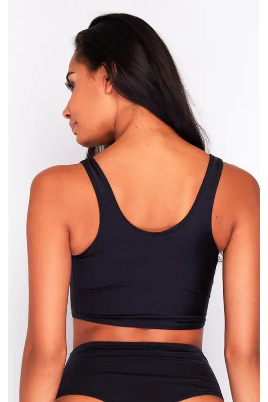 Goddiva Bikini Long Crop Top In Black By Maribela