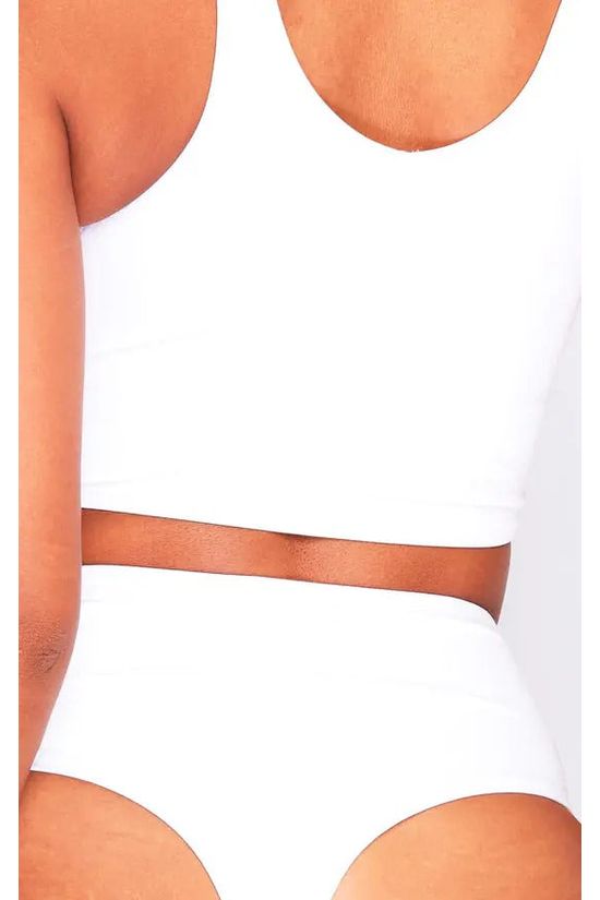 Goddiva Bikini Long Crop Top In White By Maribela