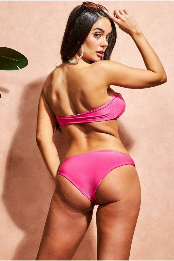 Goddiva Bow Detail Bikini - Cerise By Goddiva