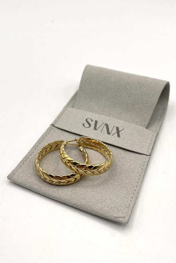 Goddiva Braided Hoop Earrings In Gold By SVNX