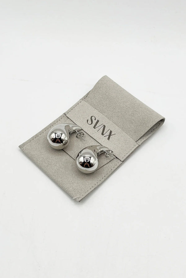 Goddiva Chunky Droplet Earrings In Silver By SVNX