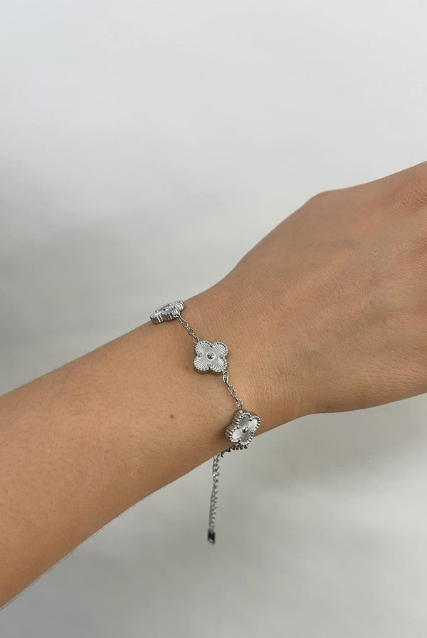 Goddiva Clover Bracelet In Silver By SVNX