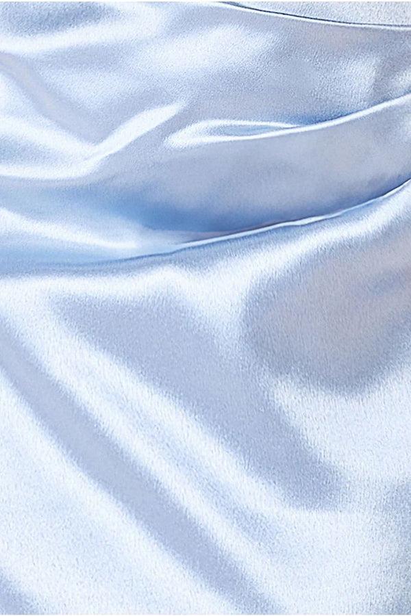 Goddiva Cowl Back Satin Maxi Dress - Blue By Goddiva