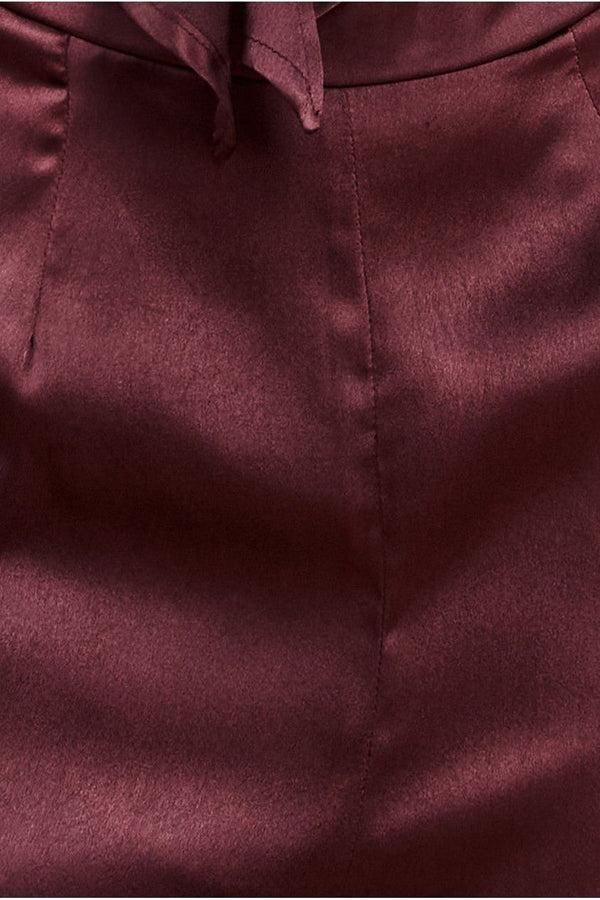 Goddiva Cut Out Satin Jumpsuit - Brown By Goddiva