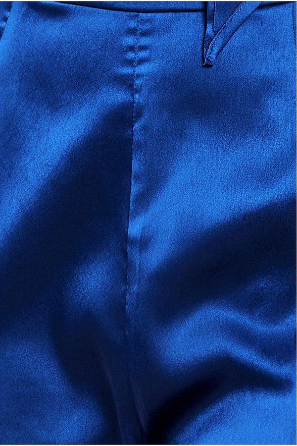 Goddiva Cut Out Satin Jumpsuit - Navy By Goddiva