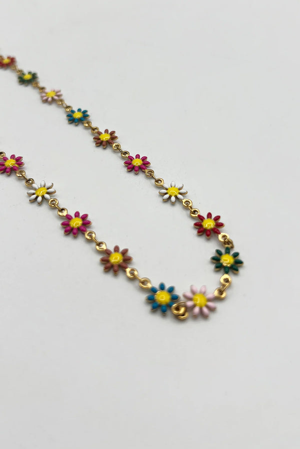 Goddiva Daisy Chain Necklace In Multi Gold By SVNX