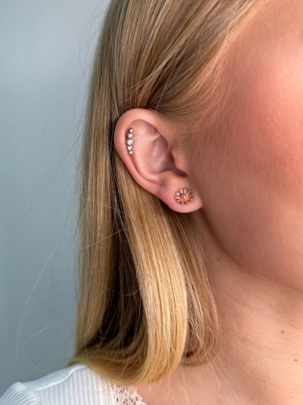 Goddiva Daisy Earring In Pink By Last True Angel