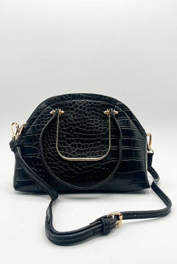 Goddiva Dual Handle Croc Grab Bag In Black By SVNX