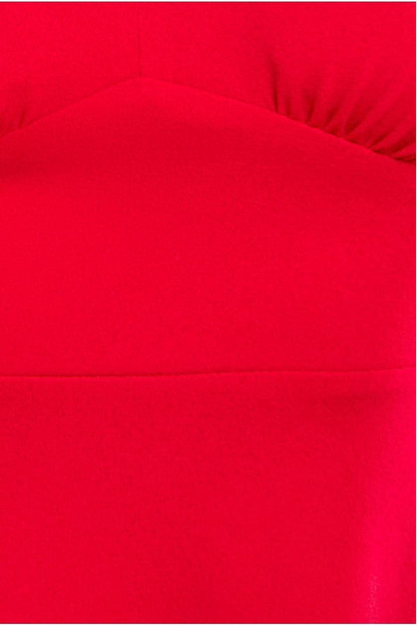 Goddiva Flared Sleeve Midi Dress - Red By Goddiva