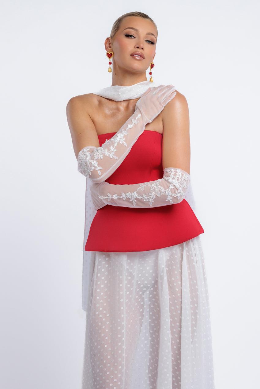 goddiva Floral Embroidered Mesh Gloves by Goddiva