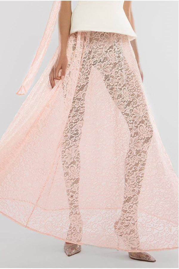 Goddiva Floral Lace A-Line Maxi Skirt By Goddiva