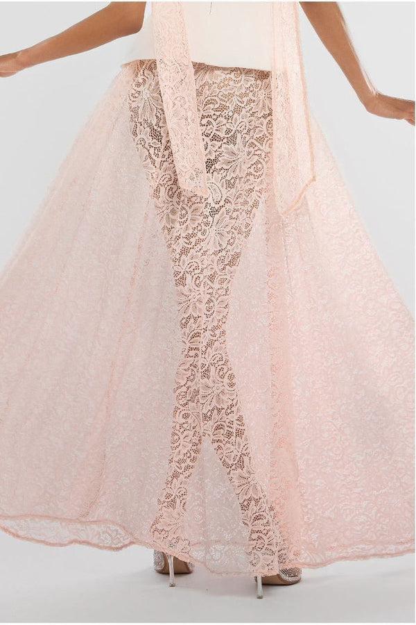 Goddiva Floral Lace A-Line Maxi Skirt By Goddiva