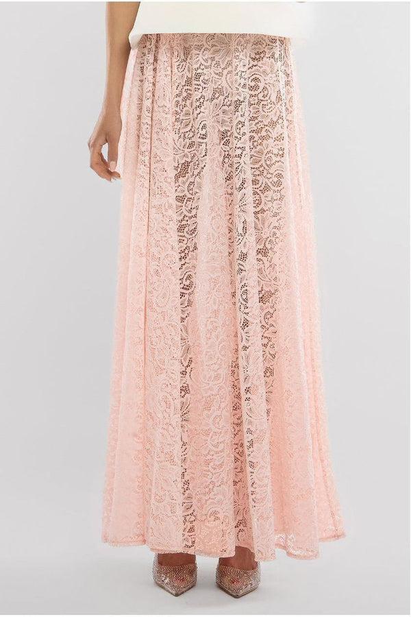 Goddiva Floral Lace A-Line Maxi Skirt By Goddiva