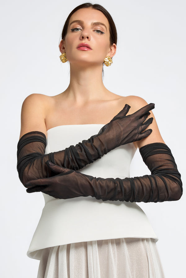 Goddiva Gathered Stretch Mesh Gloves By Goddiva