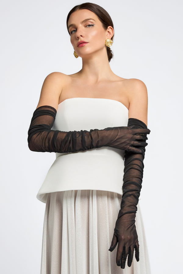 Goddiva Gathered Stretch Mesh Gloves By Goddiva