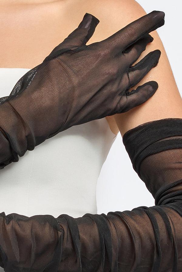 Goddiva Gathered Stretch Mesh Gloves By Goddiva