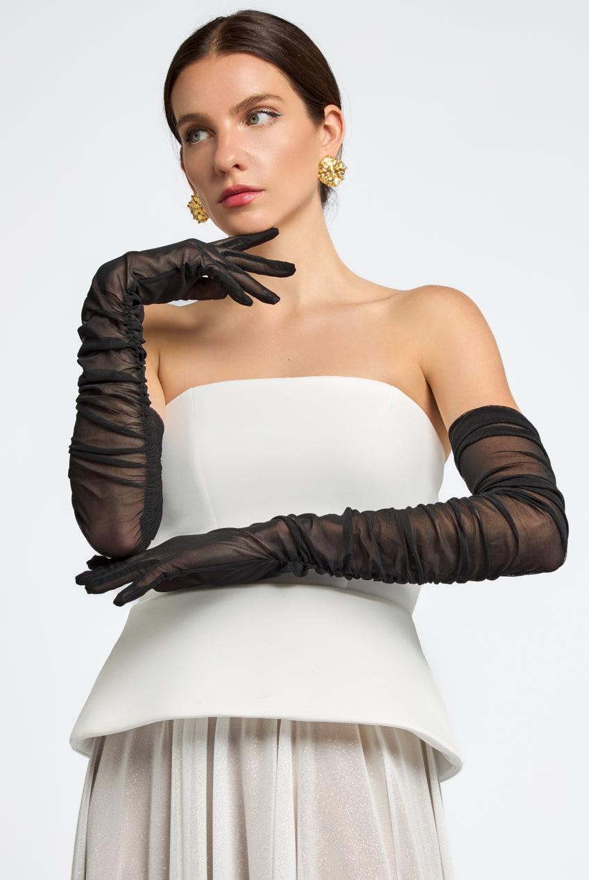 goddiva Gathered Stretch Mesh Gloves by Goddiva