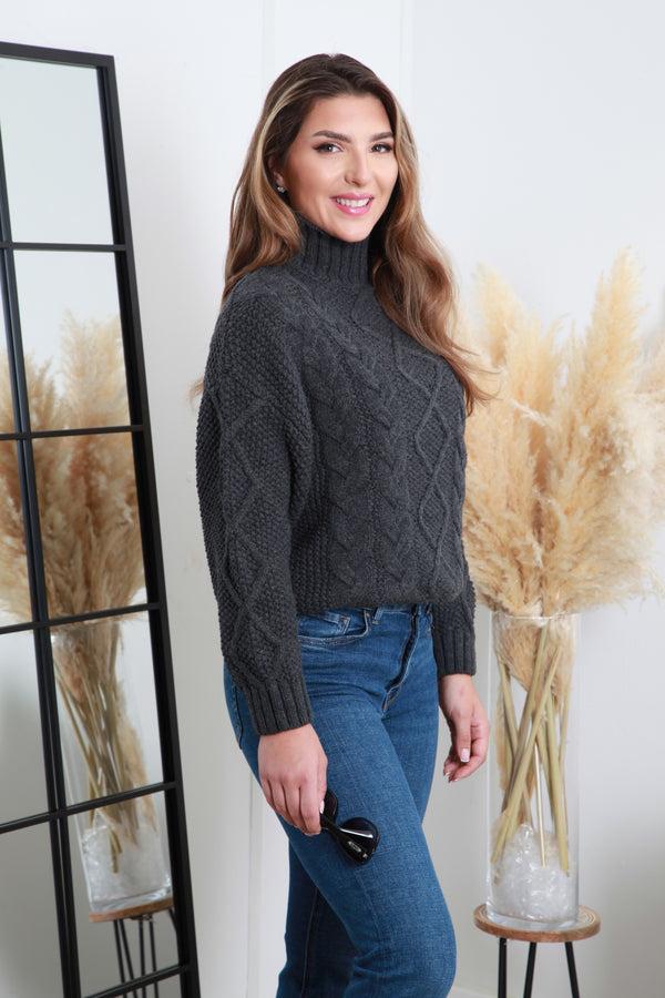 Goddiva Grey Cable Knit Jumper By Double Second