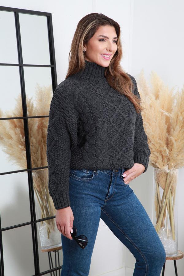 Goddiva Grey Cable Knit Jumper By Double Second