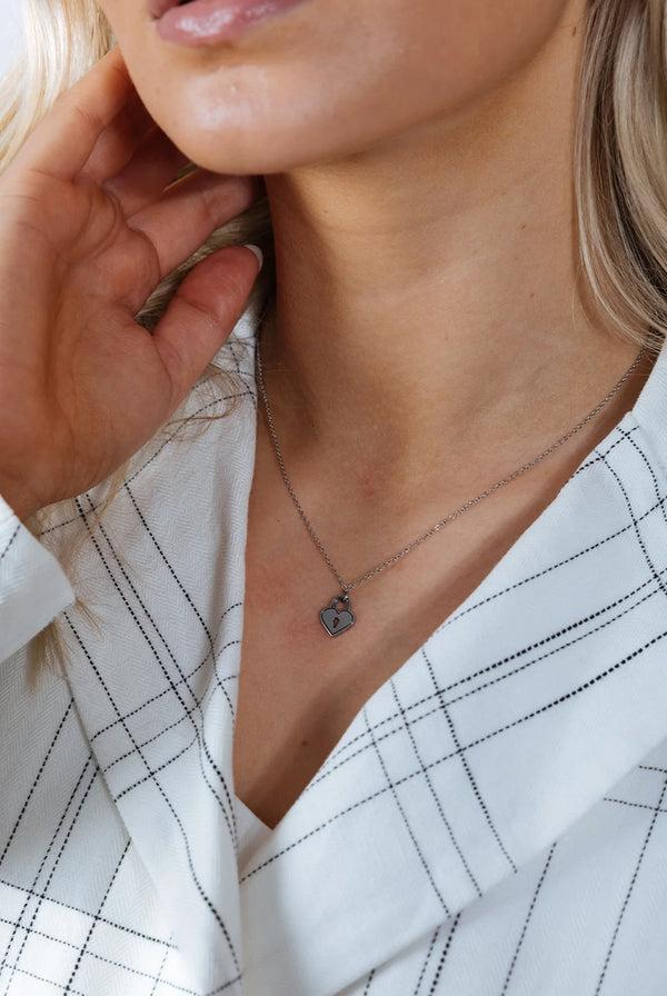 Goddiva Heart Keyhole Necklace In Silver By SVNX