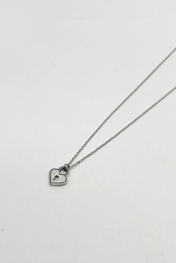 Goddiva Heart Keyhole Necklace In Silver By SVNX