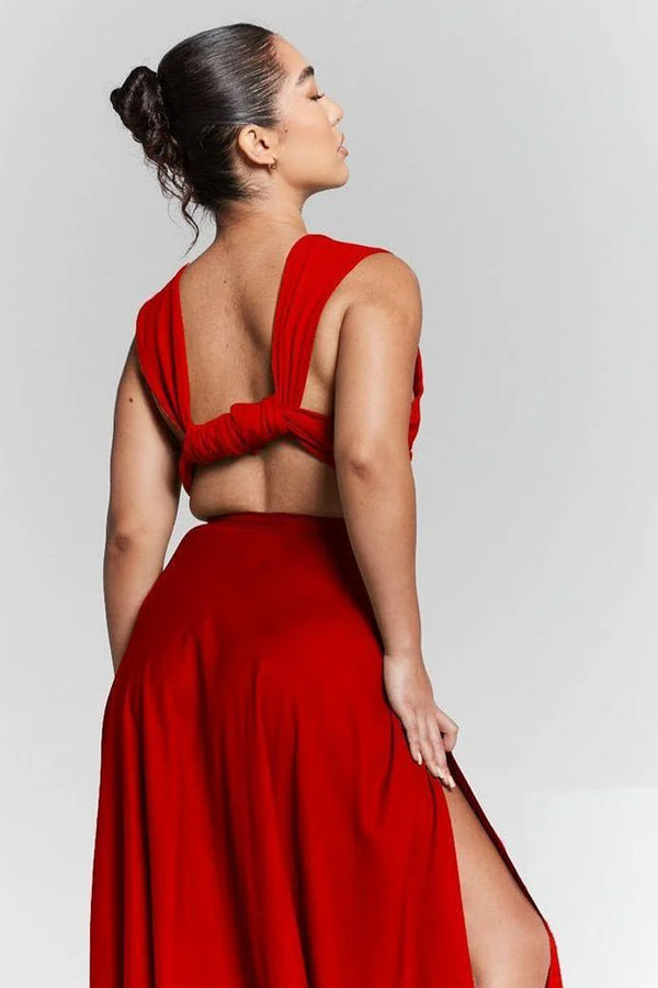 Goddiva Isla Red Multiway Tie Top By InFlair