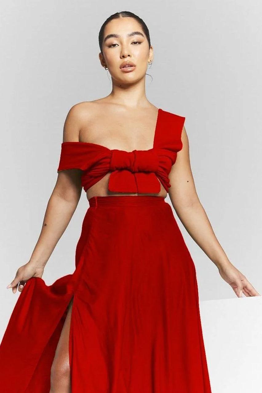 goddiva Isla Red Multiway Tie Top by InFlair