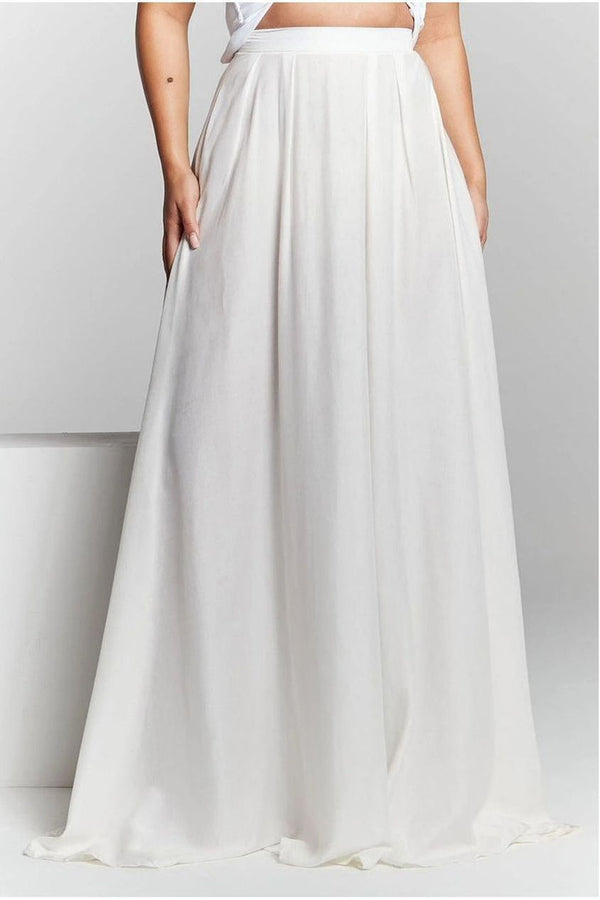 Goddiva Ivory Pleated Maxi Skirt By InFlair