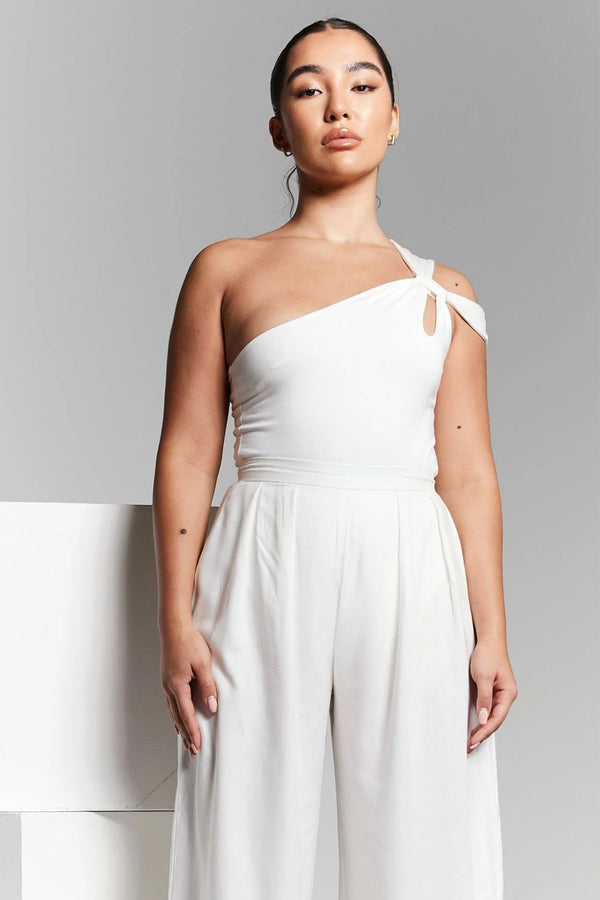 Goddiva Ivory Pleated Wide Leg Trouser By InFlair