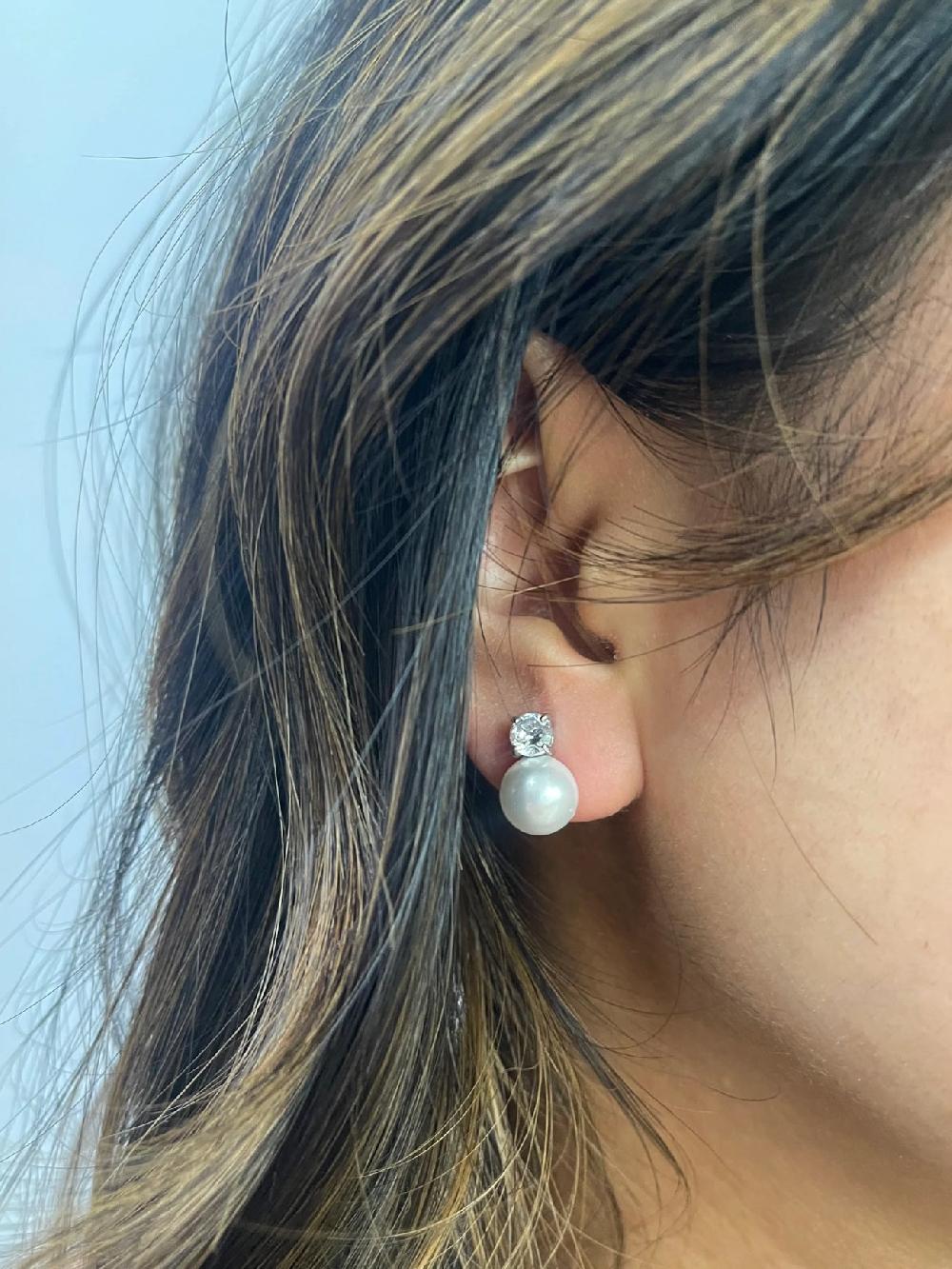 goddiva Pearl Diamante Earrings In Silver by SVNX