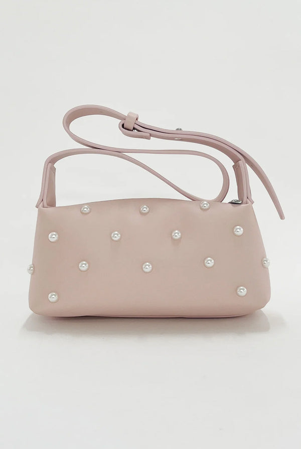 Goddiva Pink Shoulder Bag With Pearl Studs By SVNX