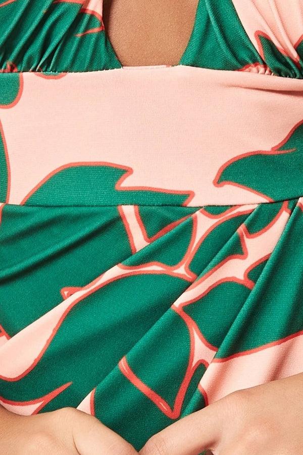 Goddiva Printed Crossover Midi - Green By Goddiva