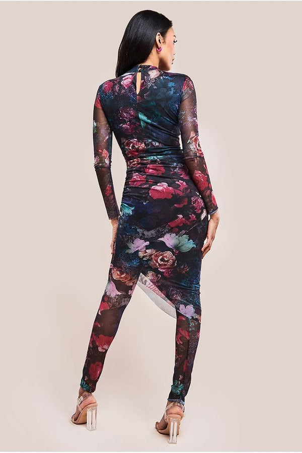 Goddiva Printed Sheer Leggings - Black By Goddiva