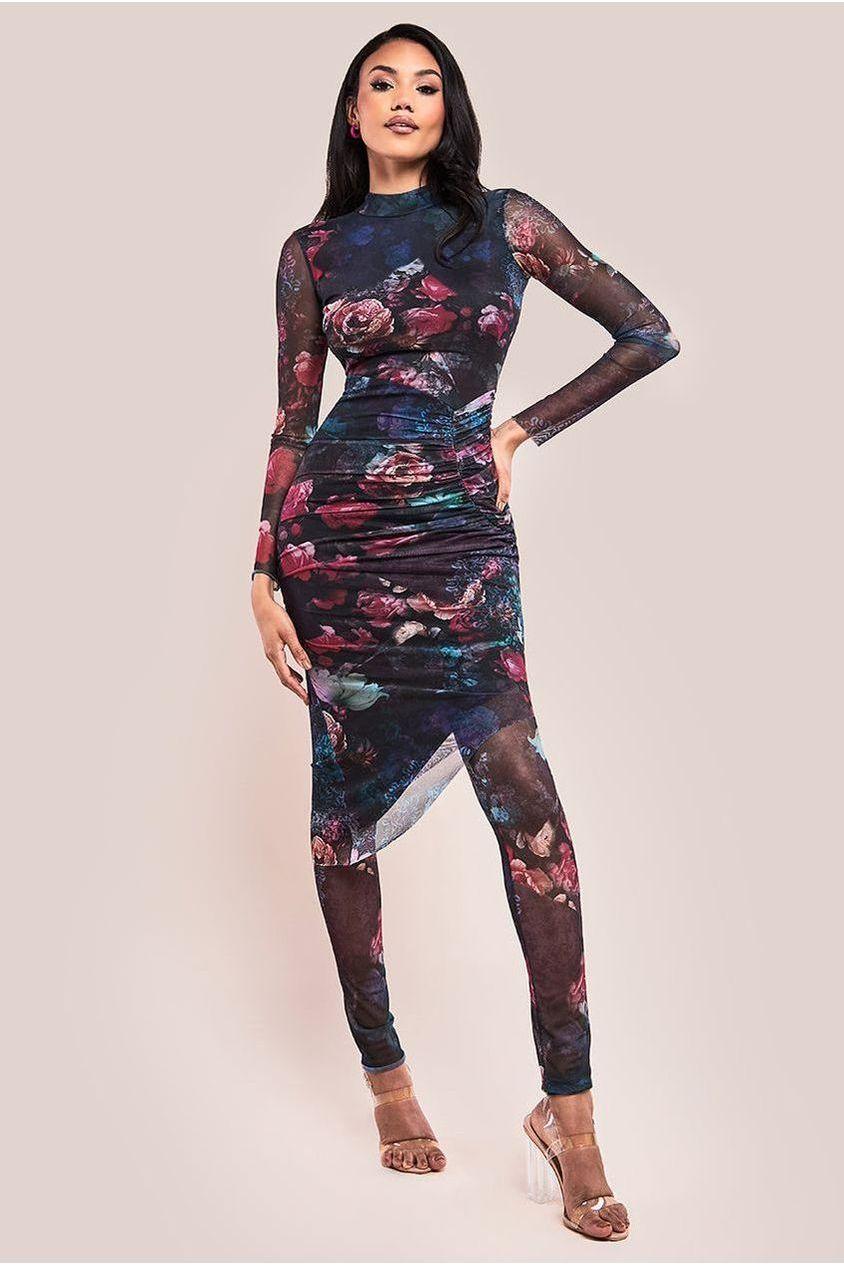 goddiva Printed Sheer Leggings - Black by Goddiva