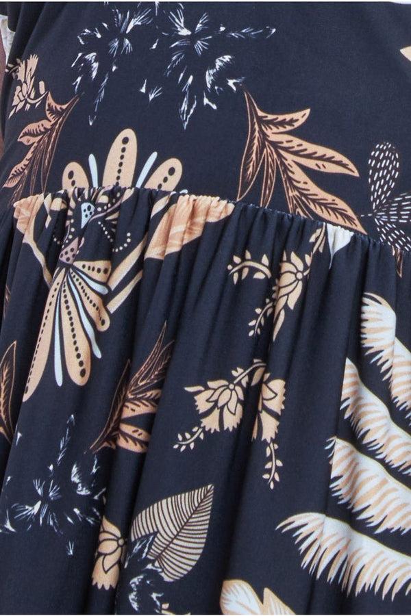 Goddiva Printed Tie Back Maxi - Black By Goddiva