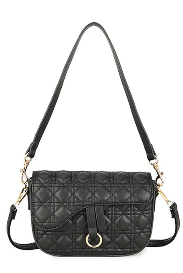 Goddiva Quilted Crossbody Bag In Black By SVNX