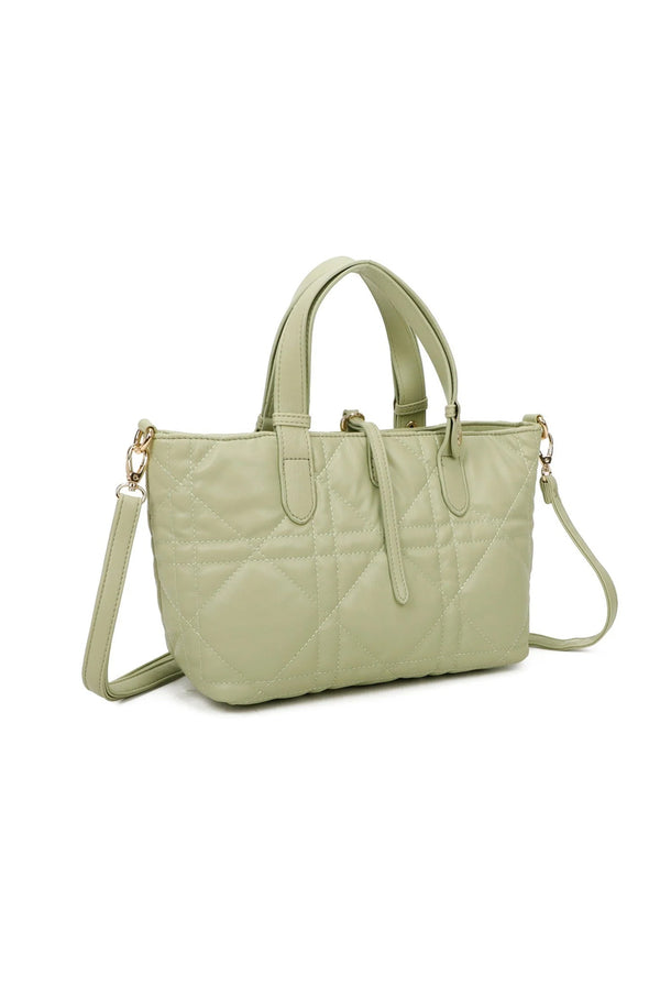 Goddiva Quilted Tote Bag Pale Green By SVNX