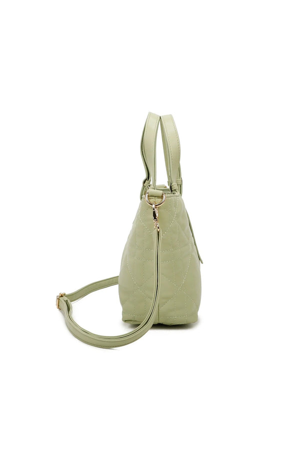 Goddiva Quilted Tote Bag Pale Green By SVNX
