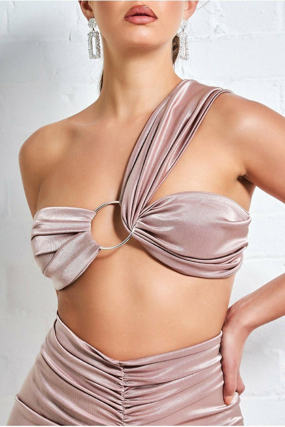 goddiva Ring Detail Bralette - Champagne by Goddiva