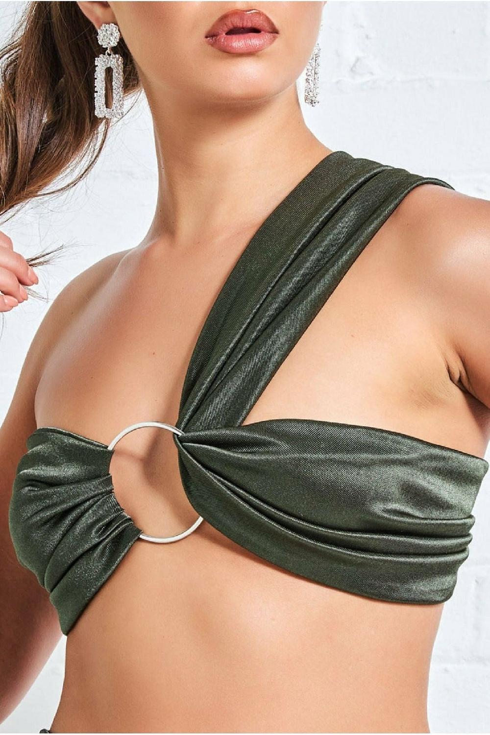 goddiva Ring Detail Bralette - Khaki by Goddiva