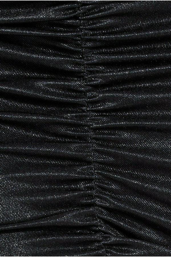 Goddiva Ruched Satin Mini Skirt - Black By Goddiva