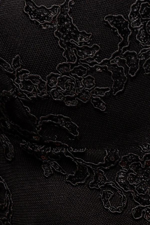 Goddiva Scalloped Lace Maxi Dress - Black By Goddiva