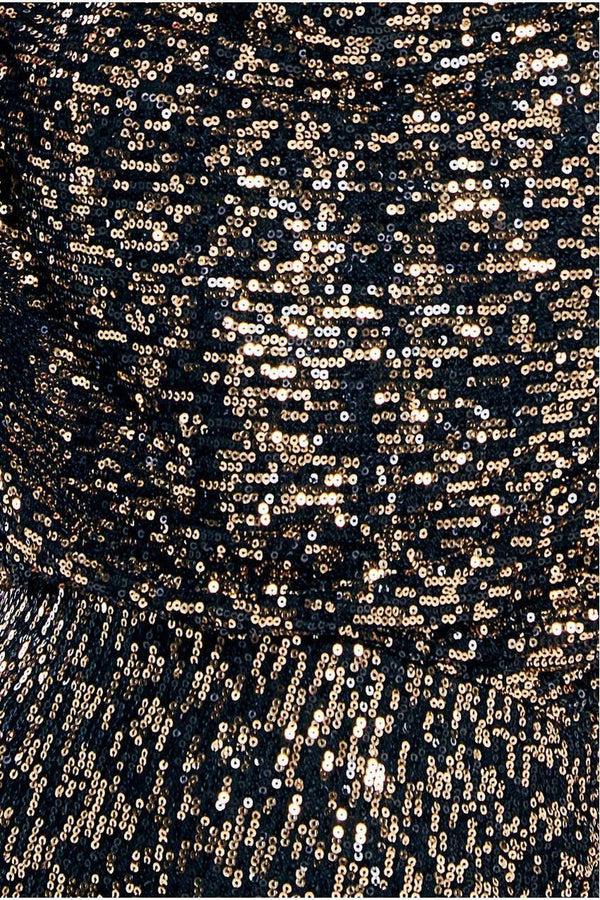 Goddiva Sequin Cowl Maxi Dress - Black By Goddiva