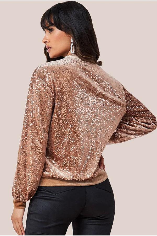 Goddiva Sequin Velvet Jumper - Champagne By Goddiva